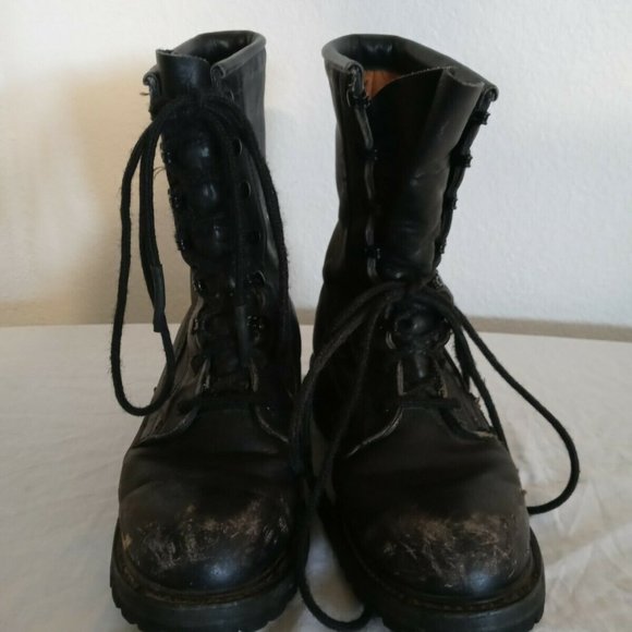VIBRAM MEN\'S MILITARY BLACK sz8.5R LEATHER BOOTS 11/95 YR MADE CA 1178 main image 8
